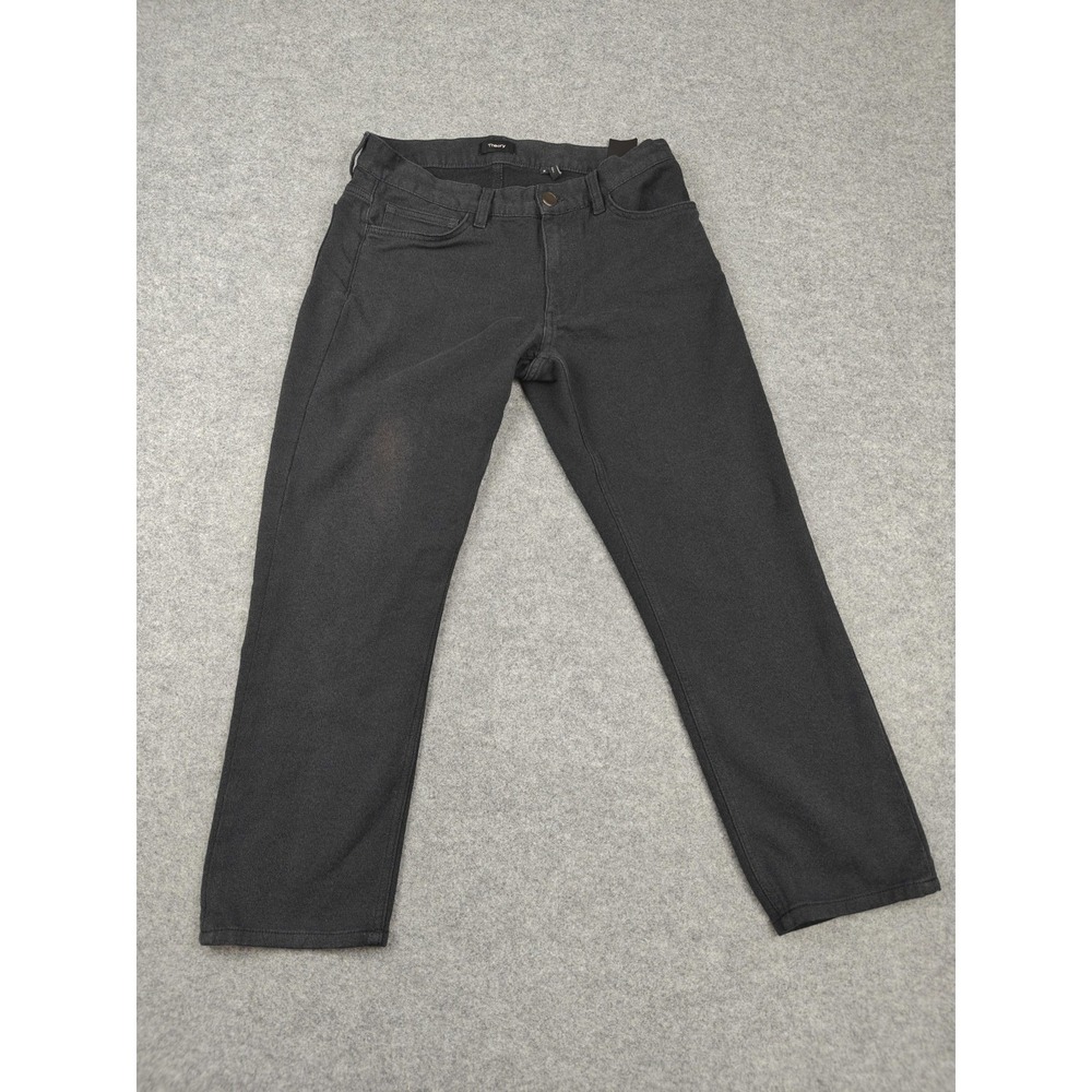 Theory Haydin Jeans Mens 32x28 Gray Charcoal Wash Slim Straight Stretch Denim